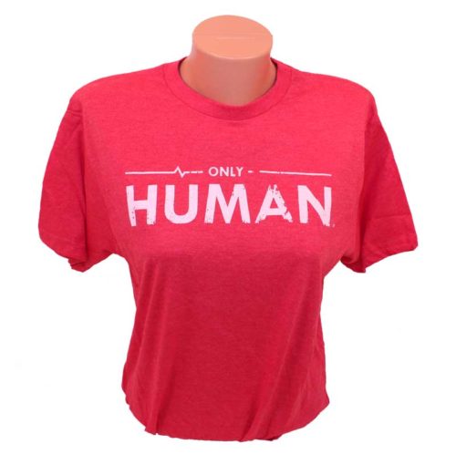 Only Human Tri-Blend Shirt in Red and Gray with Front Print